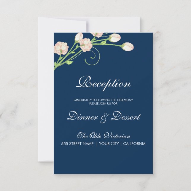 Rosinhas de Jardim Antigas em Azul - Cartão de Rec (Frente)