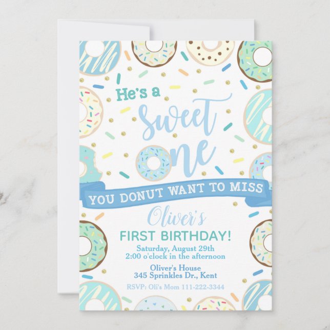 Rosquinha Aniversário Convite Doce Um Festa (Frente)