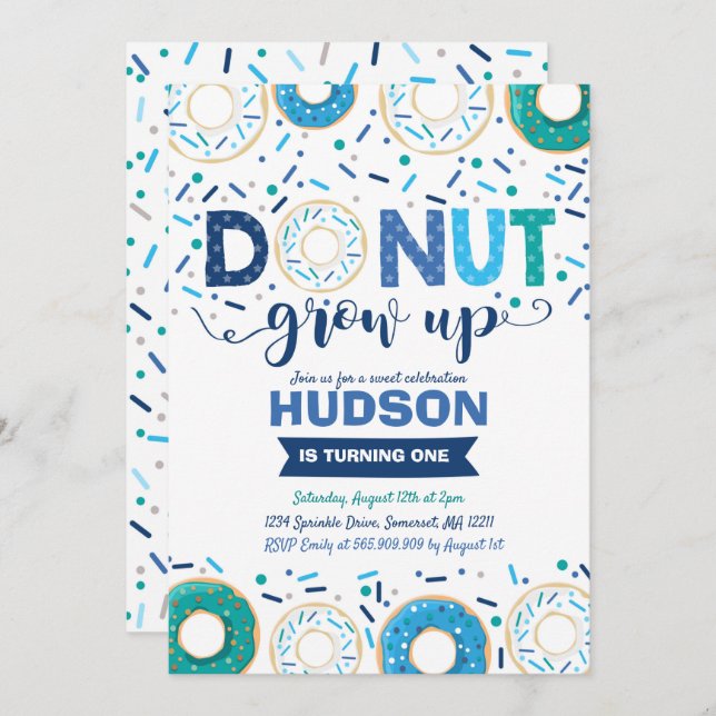 Rosquinha Aniversário da Rosquinha de Convite Cres (Frente/Verso)