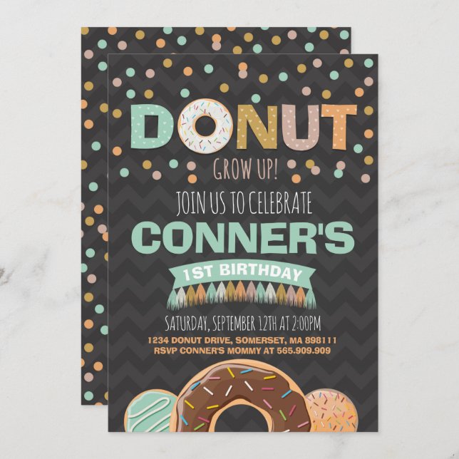 Rosquinha Aniversário da Rosquinha de Convite Cres (Frente/Verso)