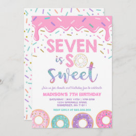 Rosquinha de Aniversário de 7 Convite Rosquinha Se