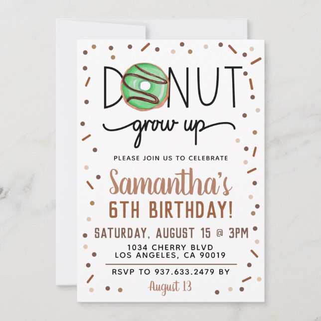 Rosquinha De Chocolate Cresce Convite De Aniversár (Frente)