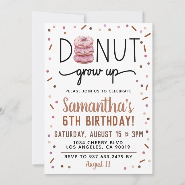 Rosquinha De Chocolate Cresce Convite De Aniversár (Frente)