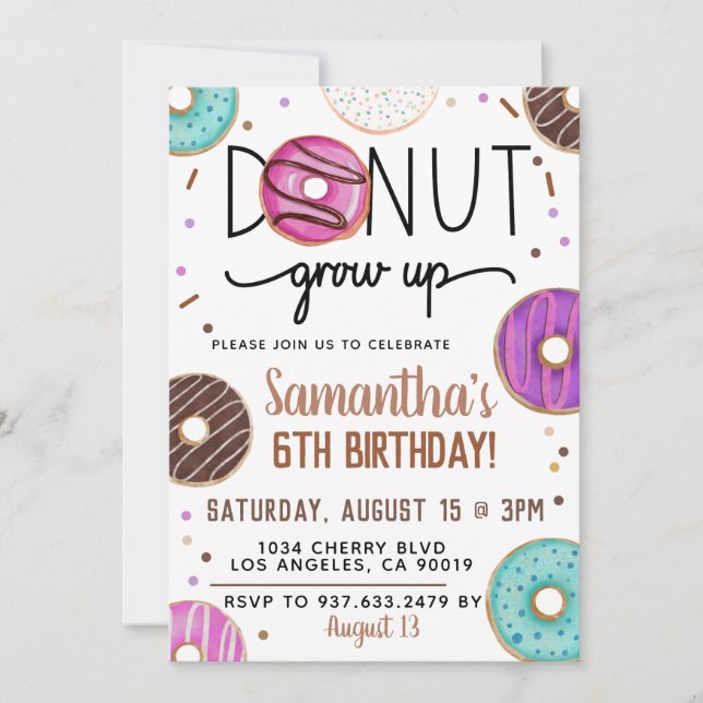 Rosquinha De Chocolate Cresce Convite De Aniversár (Frente)