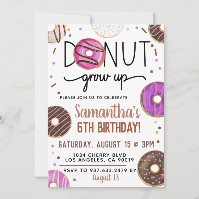 Rosquinha De Chocolate Cresce Convite De Aniversár (Frente)