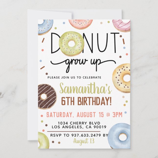 Rosquinha De Chocolate Cresce Convite De Aniversár (Frente)