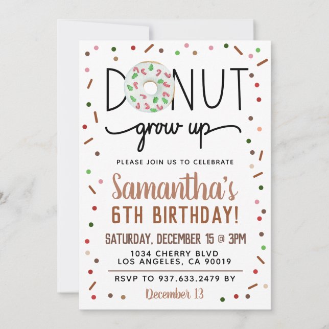 Rosquinha de Natal Cresce Convite de Aniversário (Frente)