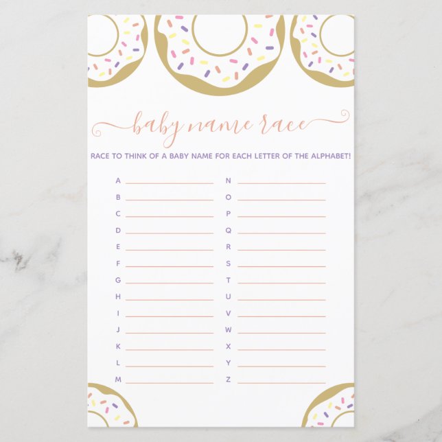 Rosquinha Empurrada Com Amor, Jogo Race De Nome Do (Frente)