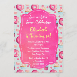 Rosquinha Macarons E Padrão De Cupcake Convite De 