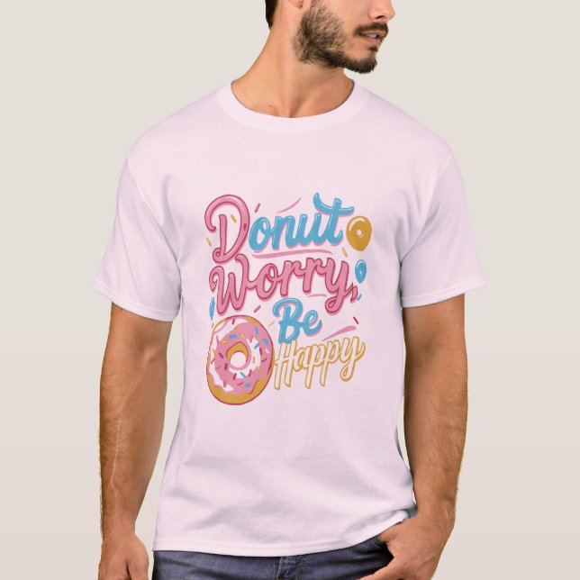 Rosquinha Preocupada com a Design de Camisa Feliz (Frente)