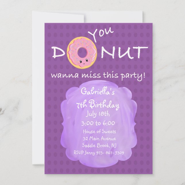 Rosquinha Quer Perder Este Convite Para Meninas Fe (Frente)