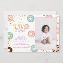 Rosquinha Rosa Dois Convite Para segundo aniversár