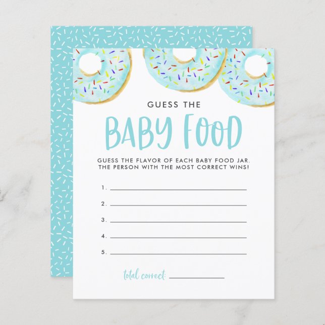 Rosquinhas Azuis Adivinham O Jogo Do Chá de fralda (Frente/Verso)