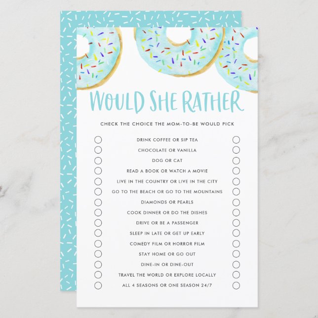 Rosquinhas Azuis Ela Iria Preferencialmente Jogo C (Frente/Verso)