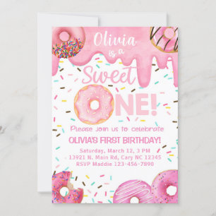 Rosquinhas cor-de-rosa, doce convite de aniversári