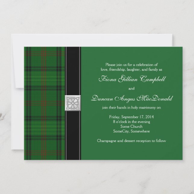Ross Hunting Tartan Celtic Wedding Convite (Frente)