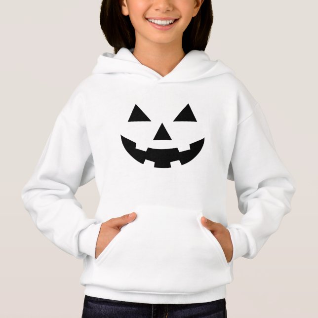 Rosto de abóbora de menina / Hoodie branco (Frente)