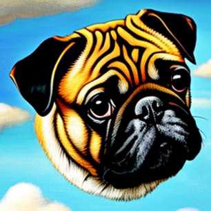 Rosto de cachorro num camisa do céu