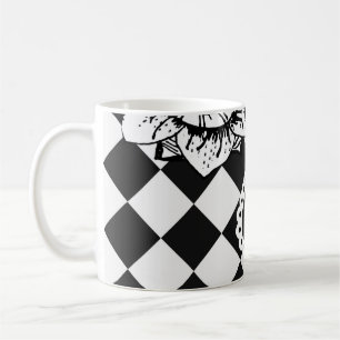 Rosto de Flor Xadrez Caneca de Café Surreal