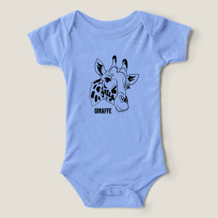 Rosto de girafa em roupas de bebê de crianças pequ