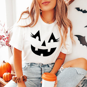 Rosto de Jack O Lantern Feminino Preto para Mulher
