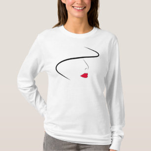 Rosto de linha feminina com Camiseta de chapéu