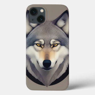 Rosto de Lobo Realista com Olhos Amarelos Perfuran