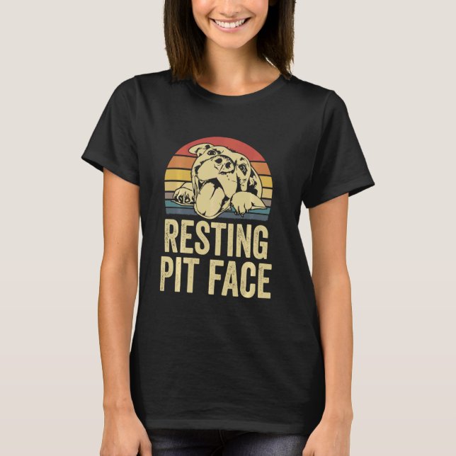 Rosto de Pit em Repouso Camiseta Vintage Pitbull   (Frente)