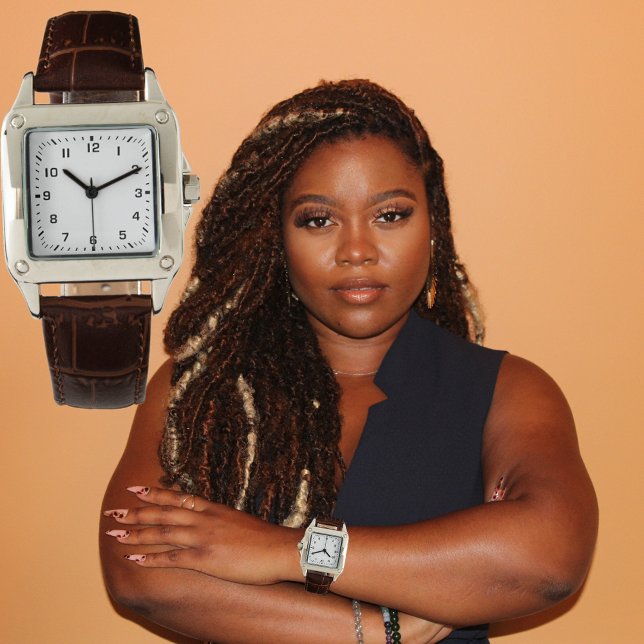 Rosto de Relógio Adicionar Foto Arte Esquadra de C (Custom Photo Logo Art Slogan Square Leather Strap Watch for women.)