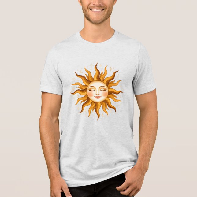Rosto de Sol Celestial Arte Boho Vintage (Frente)