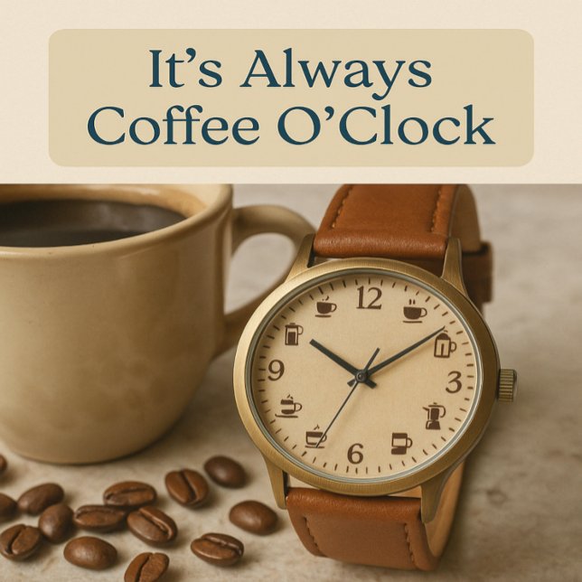 Rosto do relógio de café com ícones de abertura (Criador carregado)