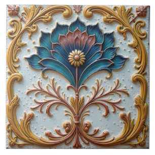 Rosto floral azul e rosa