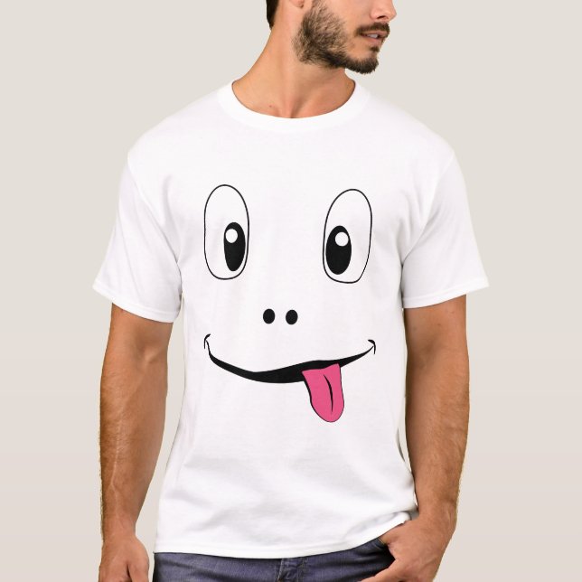 Rosto Sorridente Engraçado – Camiseta com Língua p (Frente)