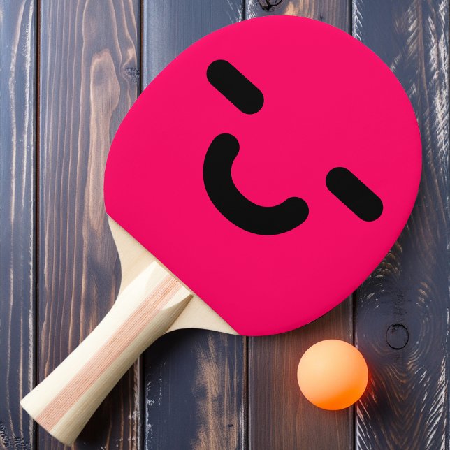 Rosto Sorridente Satisfeito Raquete de Ping Pong R (Criador carregado)