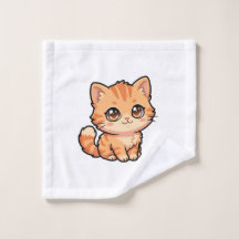 Toalha de Banho de Gatinho Malhado Laranja Fofa