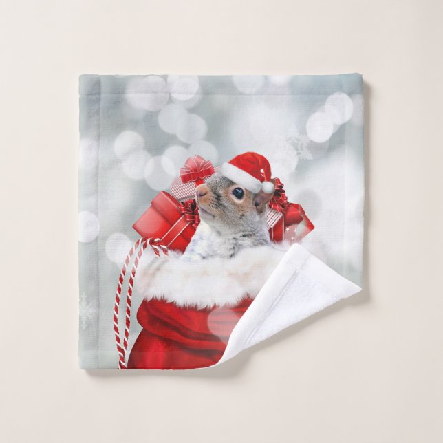 Rosto Toalha de mão de esquilo de Natal (Pano de lavar)