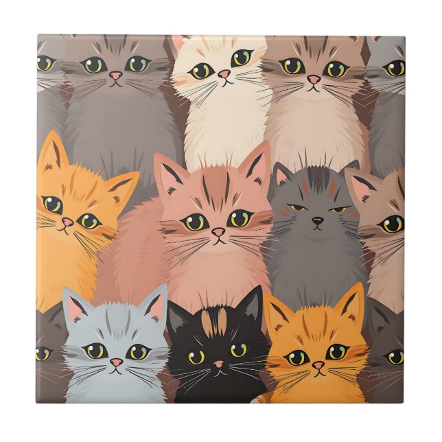 Rostos de Gatos Fofos Ilustrados (Frente)