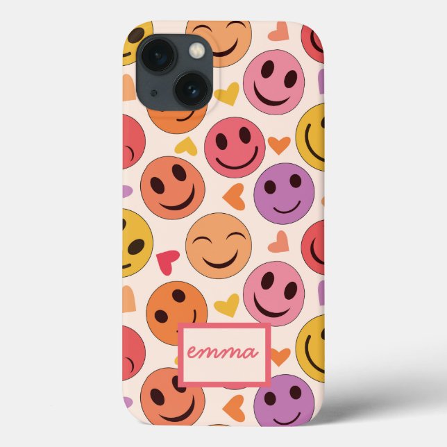 Rostos felizes sorrindo com nome personalizado (Verso)