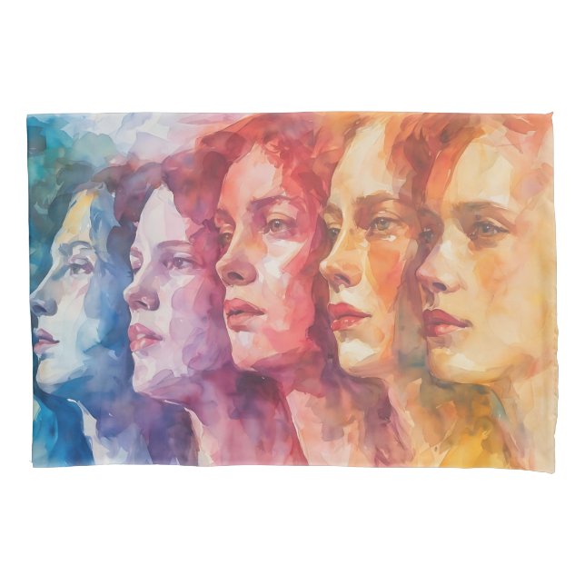 Rostos femininos - Pintura por aquarela (Frente)