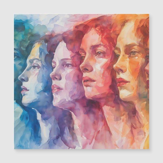 Rostos femininos - Pintura por aquarela (Frente)