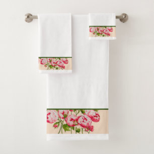 Rosy Abundance em um Conjunto de Toalhas de Banhei