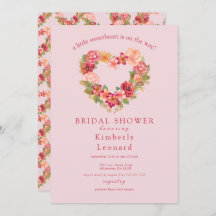 Rosy Blooms Sweetheart Chá de fraldas Convite