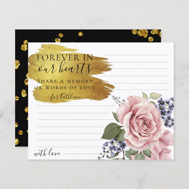 Rosy Floral Elegant Compartilha uma Placa Funeral  (Frente/Verso)