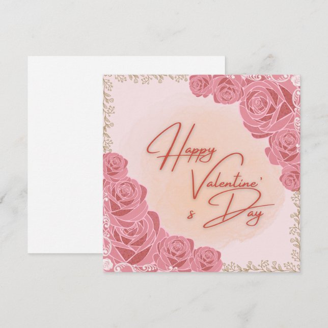 Rosy pattern Valentine's card (Frente/Verso)