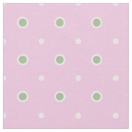 Rosy Posy Green e Bolinhas branca no Tecido rosa