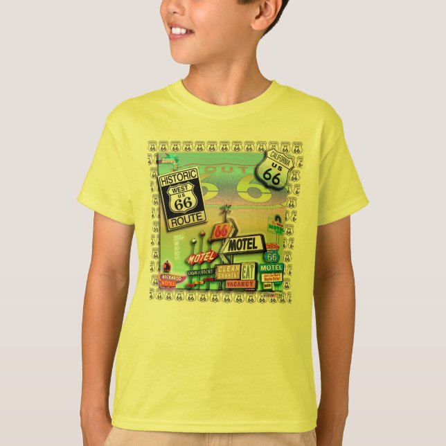 ROTA 66 - A CAMISETAS DE LUZ DAS CRIANÇAS DA estra (Frente)