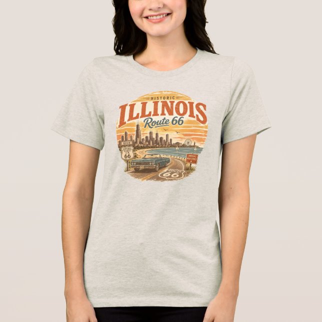 Rota Histórica 66 de Illinois Vintage (Frente)