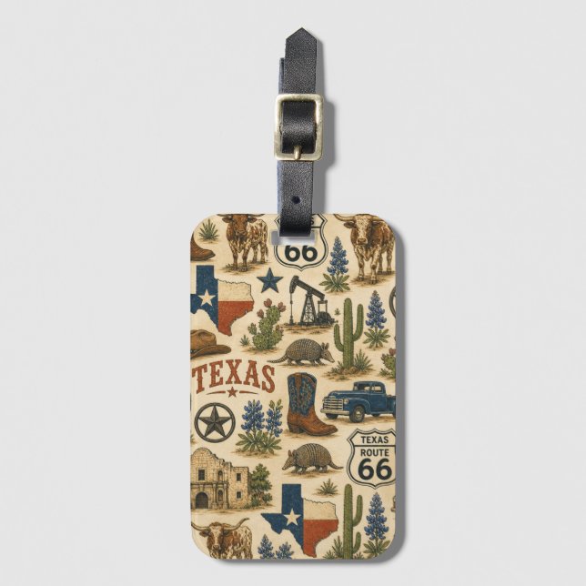 Rota Texas 66 Etiqueta de Bagagem Trail (Frente Vertical)
