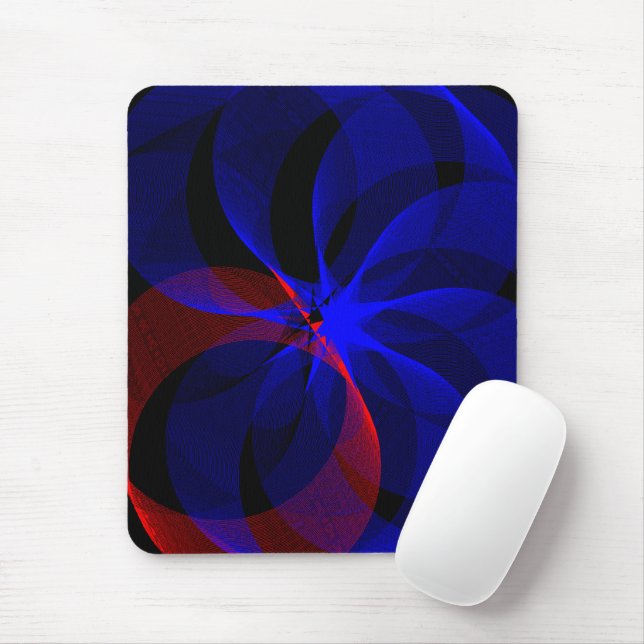 Rotating Blue Accent Geometric Mouse Pad (Com mouse)