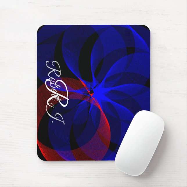 Rotating Blue Accent Geometric Mouse Pad (Com mouse)